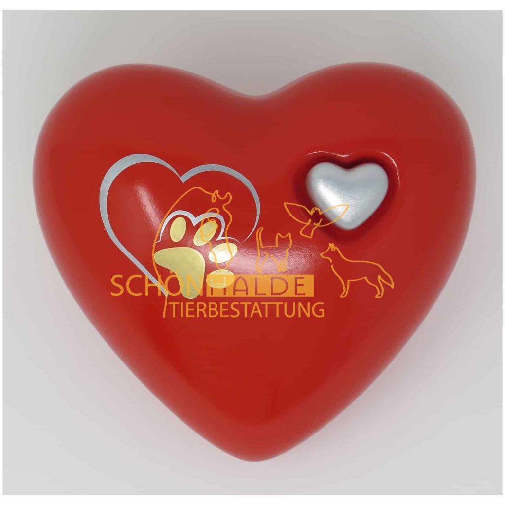 Herzurne Pfoetchenschleife in Rubinrot