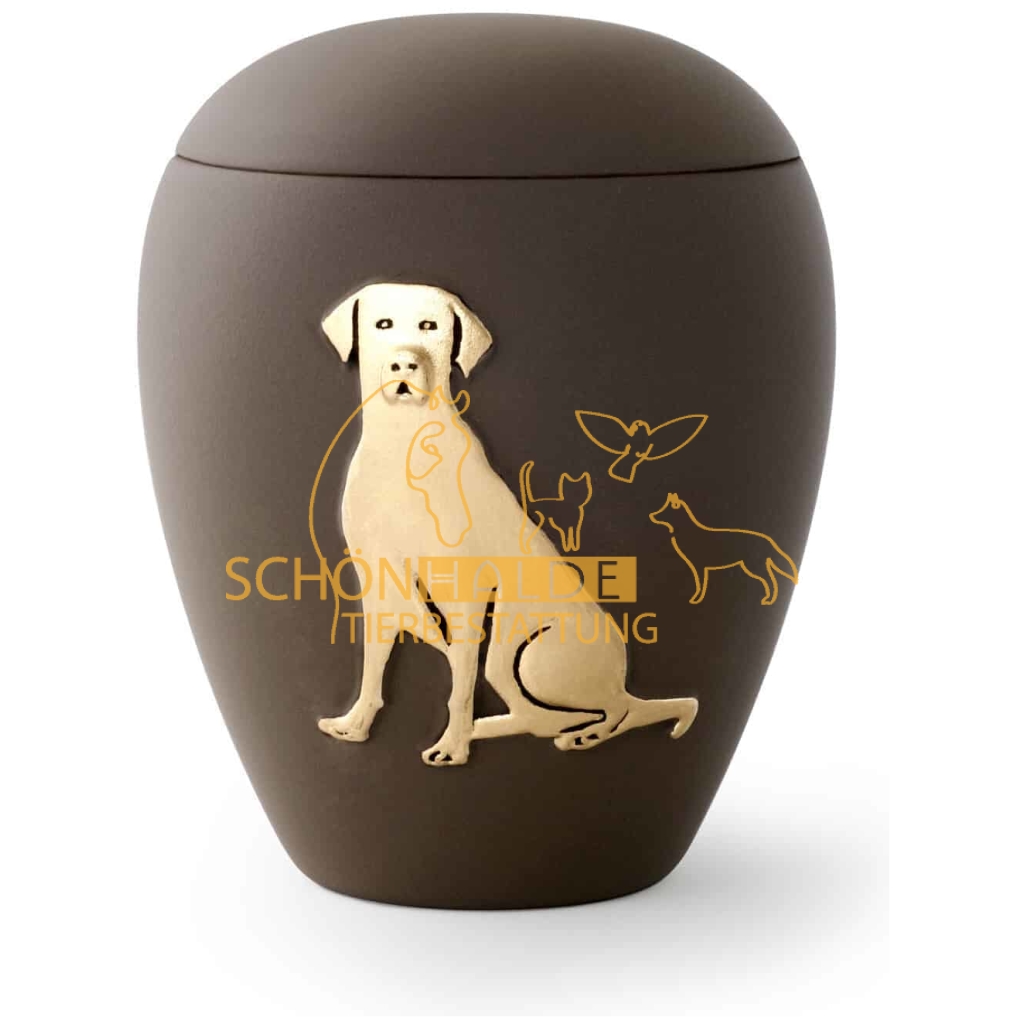 Tierurne Siena Keramik 1,5 Liter samtton cafe Hunderelief 65-1500-100S
