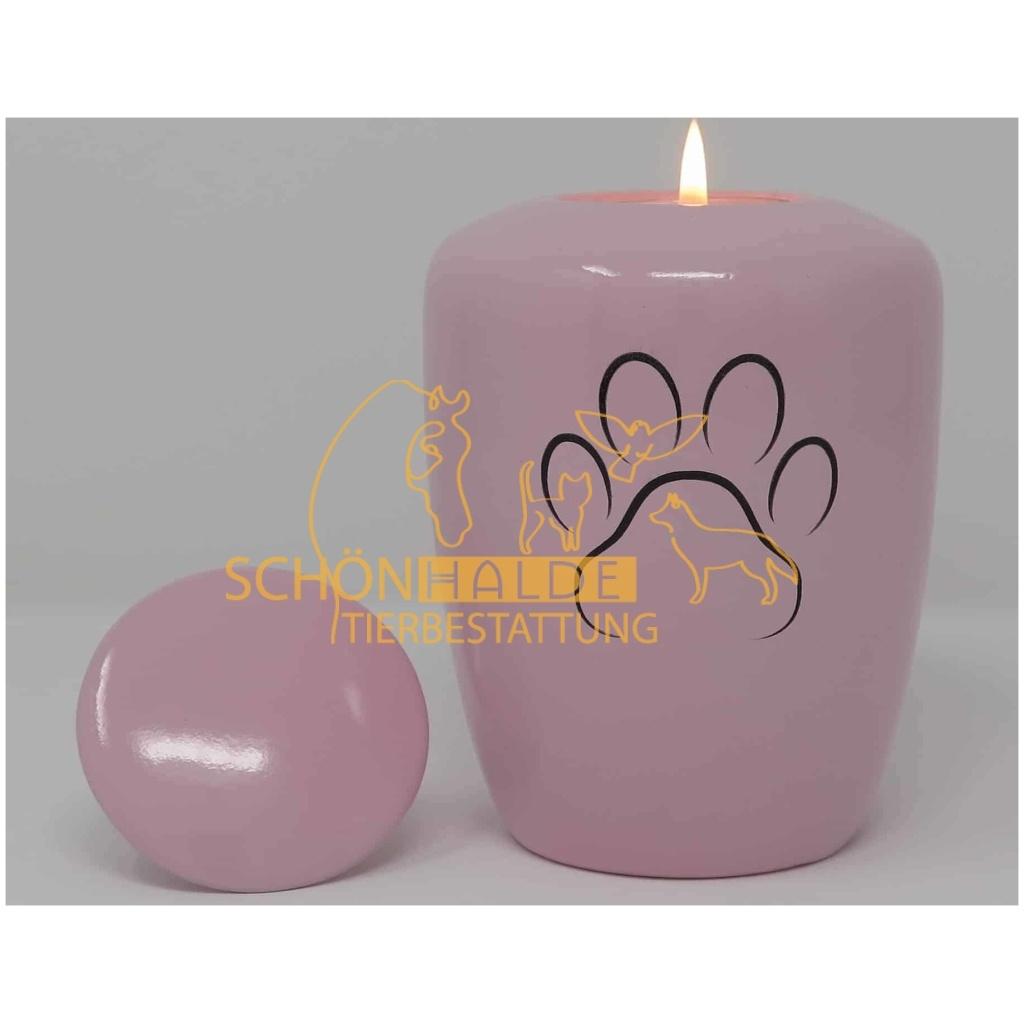 Teelichturne Pfote-Silhouette in Rosa