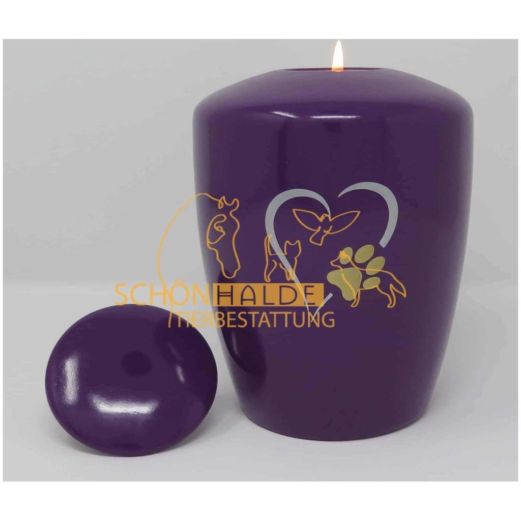 Teelichturne Pfotenherz Violett