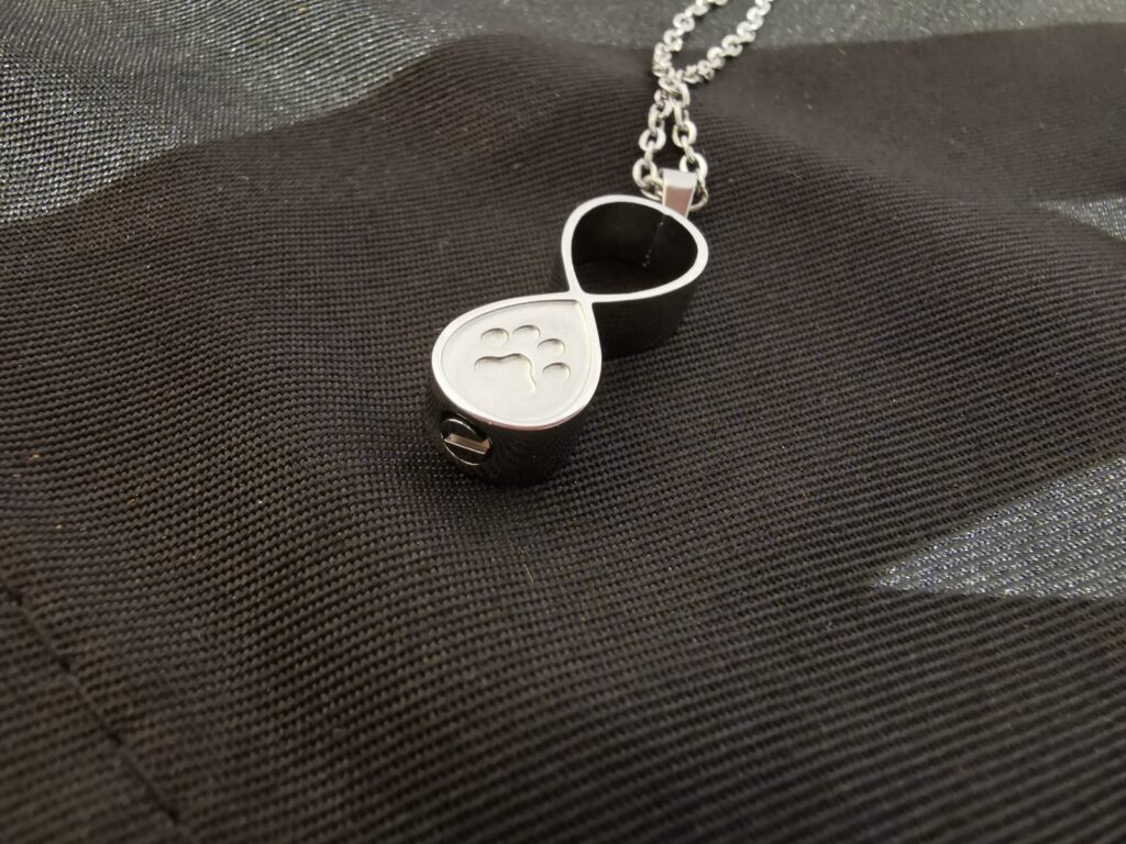 Ascheschmuck Pfote infinity Halskette Anhänger von Mund Katze Pferd Aschekapsel Erinnerungsschmuck