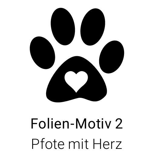 Urnenverzierung Folienmotiv Pfote mit Herzchen