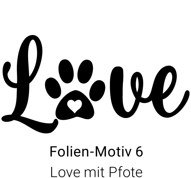 Urnenverzierung Folienmotiv Love mit Pfötchen