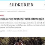 Südkurier: In Pfeffingen bei Albstadt steht sie: Die erste Tierbestattungskirche Europas. Gemeinsam mit seiner Lebensgefährtin Ellen Weinmann gründete er vor knapp vier Jahren das Tierbestattungsinstitut.